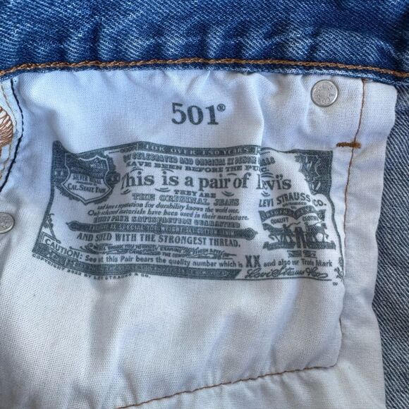 Vintage Levi’s 501 Distressed Denim Cutoff Shorts Button Fly Medium - Picture 3 of 5